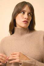 4-Ply Roll Neck Jumper - Louise - Camel Marl