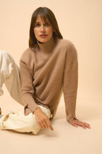 4-Ply Roll Neck Jumper - Louise - Camel Marl