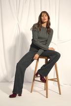 Pull Col Rond 4 Fils Alice - 100% Cachemire 4 Fils - Anthracite Chiné - Femme
