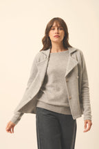Buttoned Tailored Collar 4-Ply Jacket Chloe - 100% 4-Ply Cashmere - Cloud Marl - Women