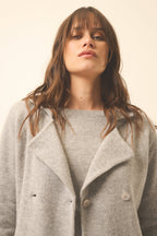 Buttoned Tailored Collar 4-Ply Jacket Chloe - 100% 4-Ply Cashmere - Cloud Marl - Women