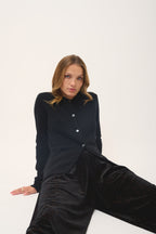 Cardigan Col Rond 4 Fils - Rose - Noir