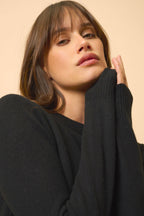 4 Thread Round Neck Sweater - Lexini - Black