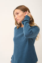 Four-Ply Crew-Neck Jumper - Lexini - Mottled Teal