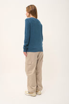 Four-Ply Crew-Neck Jumper - Lexini - Mottled Teal