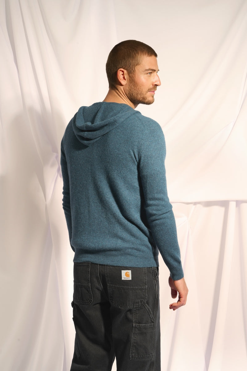 Gilet Zippé Capuche - Elliot - Vert Canard Chiné