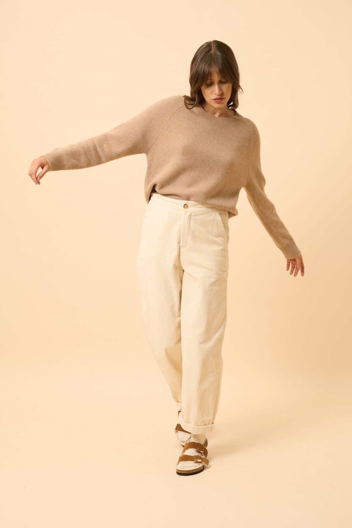 Just Cashmere - Pull Col Rond 4 Fils - Kona - Camel Chiné