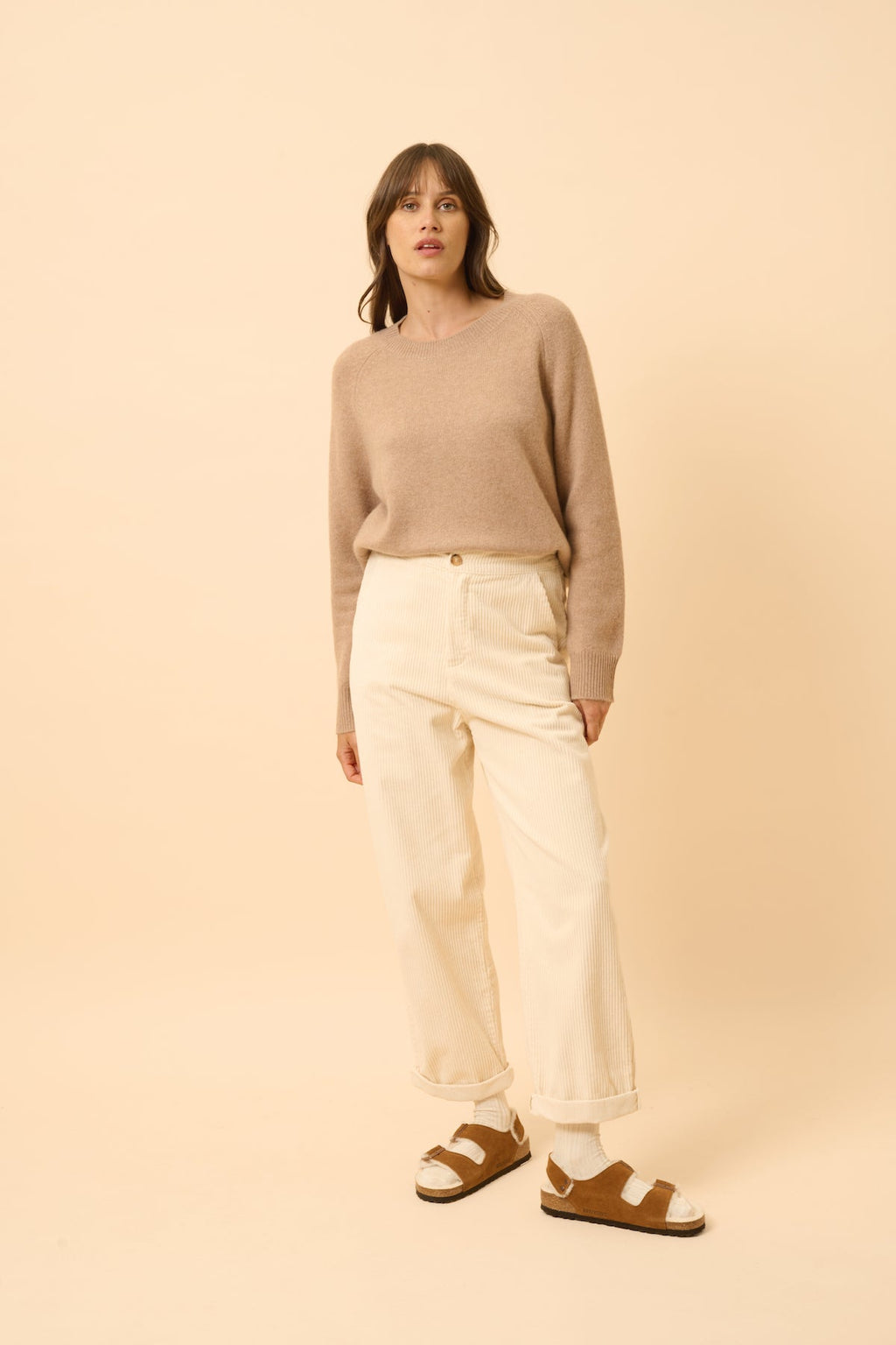 Just Cashmere - Pull Col Rond 4 Fils - Kona - Camel Chiné