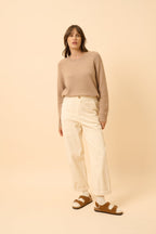Just Cashmere - Pull Col Rond 4 Fils - Kona - Camel Chiné