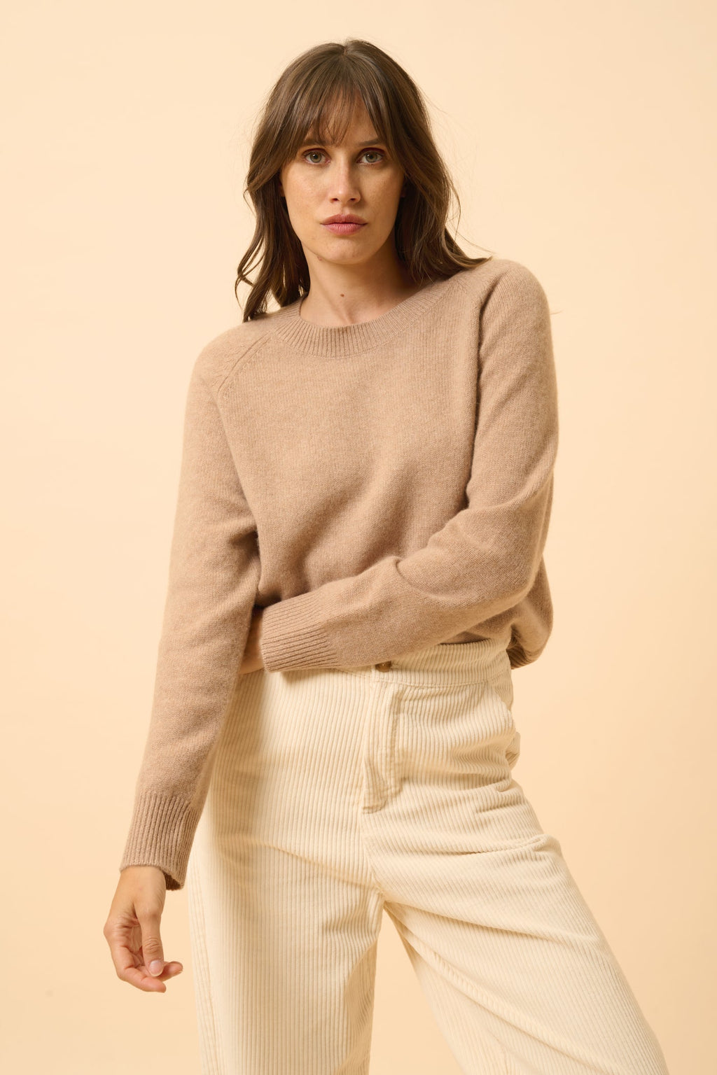 Just Cashmere - Pull Col Rond 4 Fils - Kona - Camel Chiné
