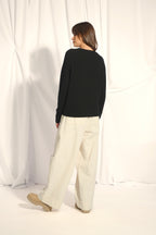 4-Ply Crew Neck Jumper - Kona - Black