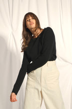 4-Ply Crew Neck Jumper - Kona - Black