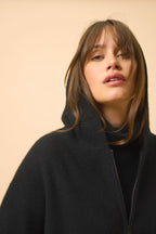 Zip-Up Hooded Cardigan - Helga - Black