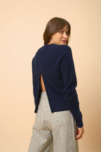 Pull Col Rond Zippé Dos - Jona - Navy