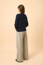 Pull Col Rond Zippé Dos - Jona - Navy