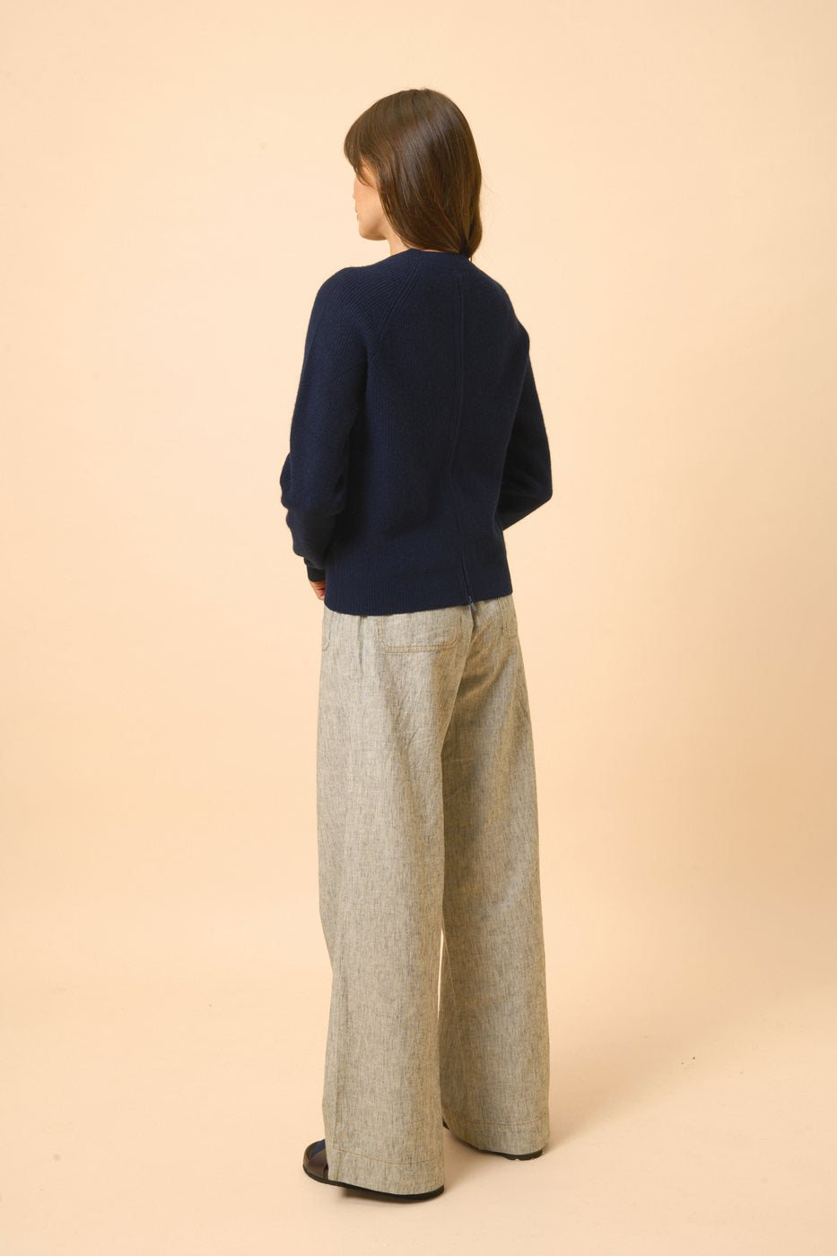 Pull Col Rond Zippé Dos - Jona - Navy