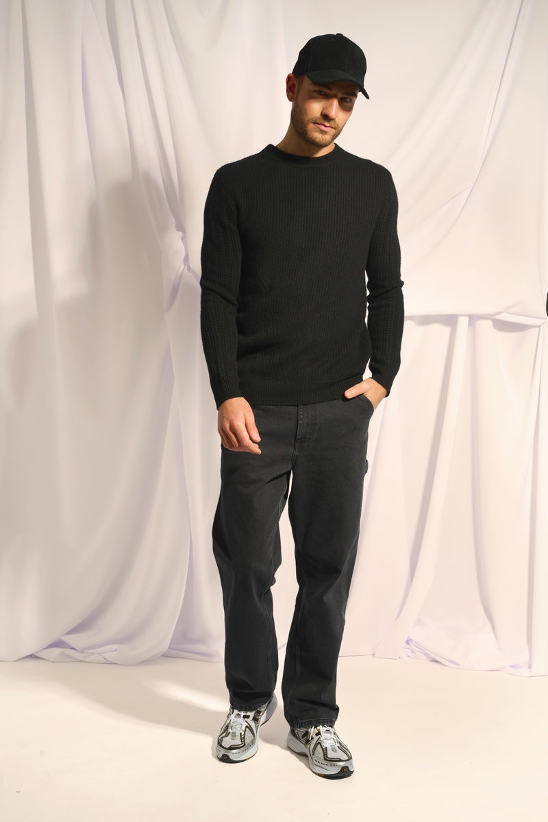 4-Ply Lukka Crew-Neck Jumper - Black