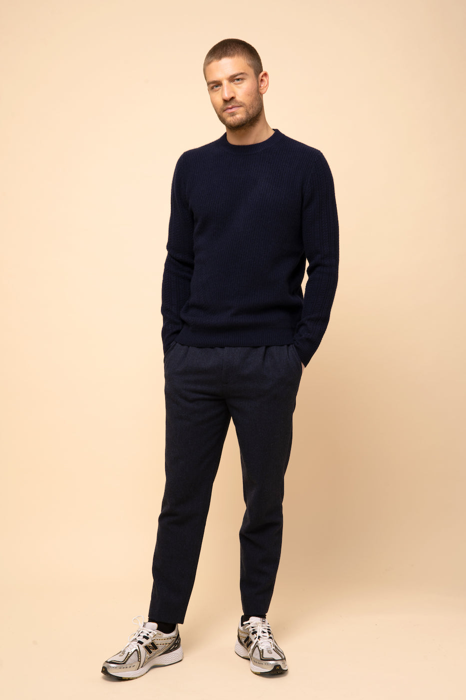 Pull Col Rond 4 Fils Lukka - Navy
