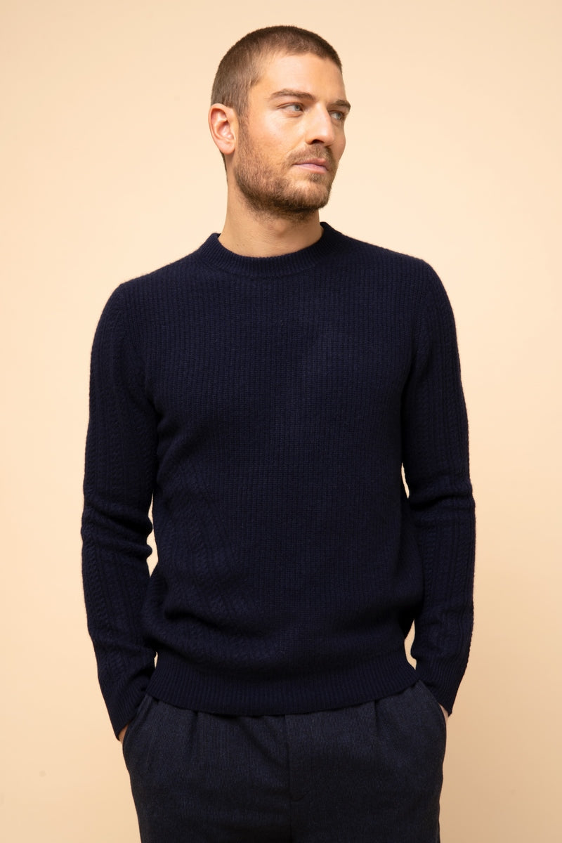 Pull Col Rond 4 Fils Lukka - Navy