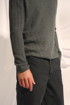 Pull Col Rond 4 Fils Lukka - Anthracite Chiné
