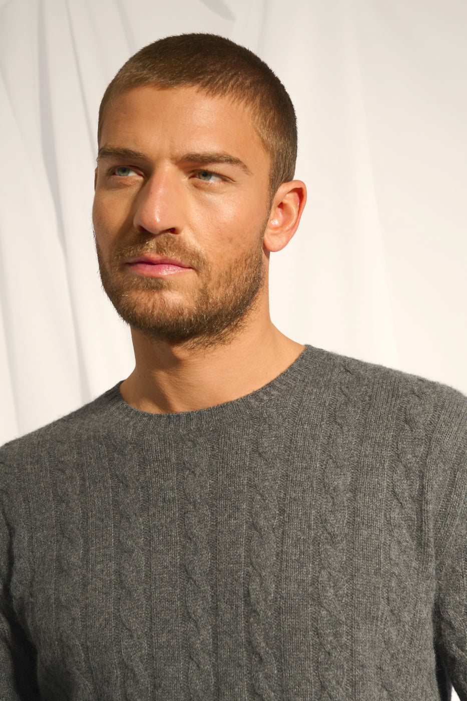 Four-Ply Crew-Neck Jumper - Darri - Mottled Anthracite