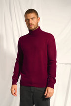 4-Ply Roll-Neck Jumper - Noi - Bordeaux