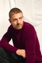 4-Ply Roll-Neck Jumper - Noi - Bordeaux