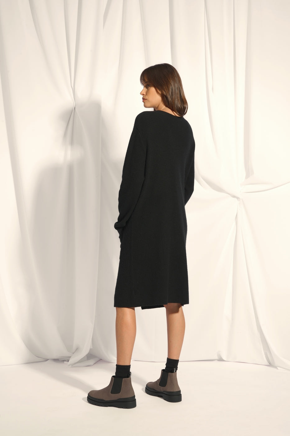 Cardigan Long Col V - Dache - Noir