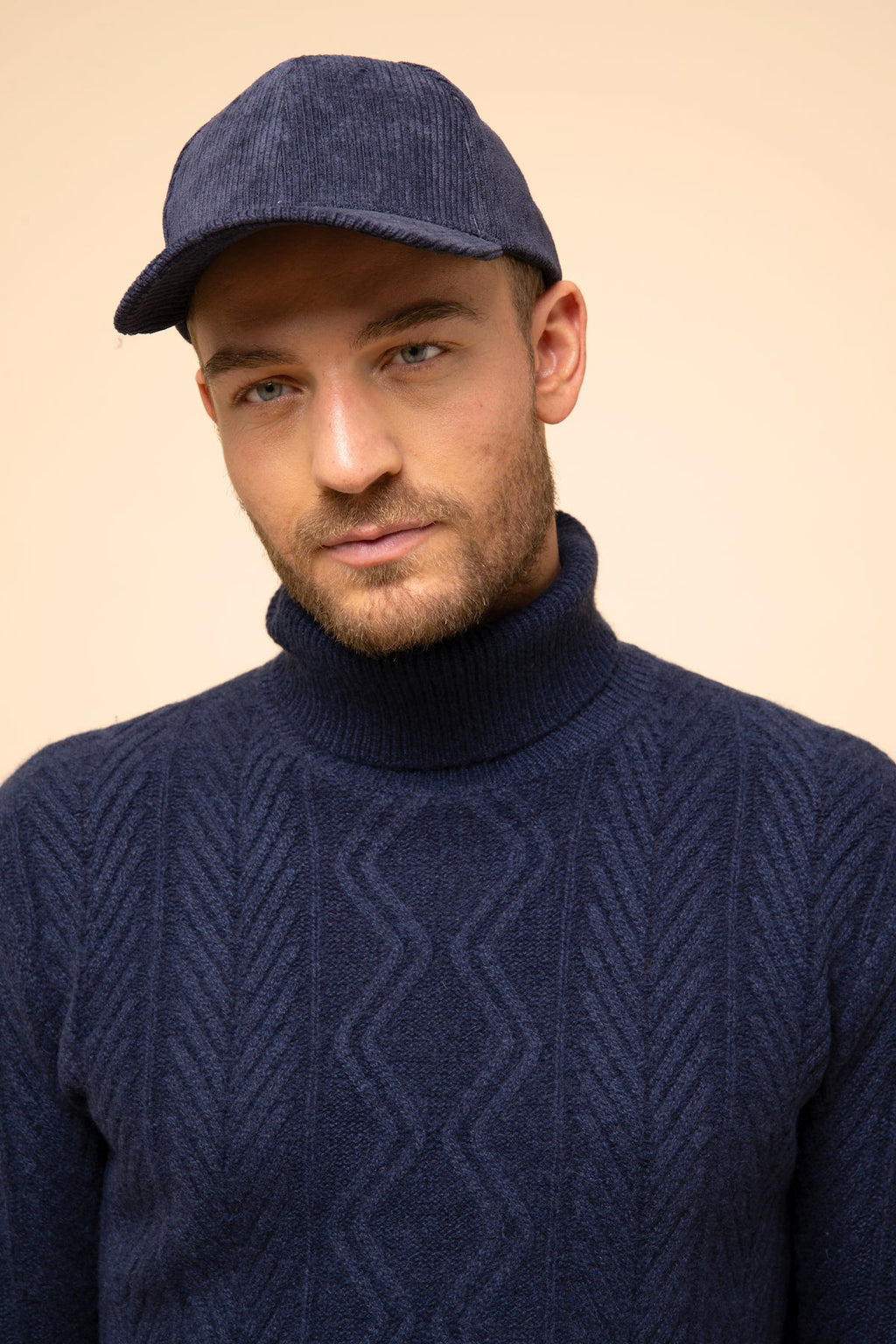 Just Cashmere - Pull Col Roulé 6 Fils Dorje - 100% Cachemire 6 Fils - Bleu Nuit Chiné - Homme
