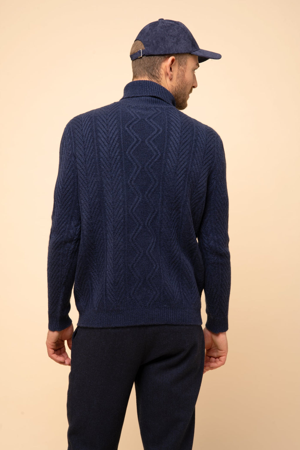 Just Cashmere - Pull Col Roulé 6 Fils Dorje - 100% Cachemire 6 Fils - Bleu Nuit Chiné - Homme