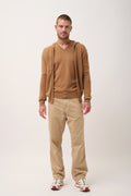 Zip-Up Hooded Cardigan - Elliot - Hazelnut