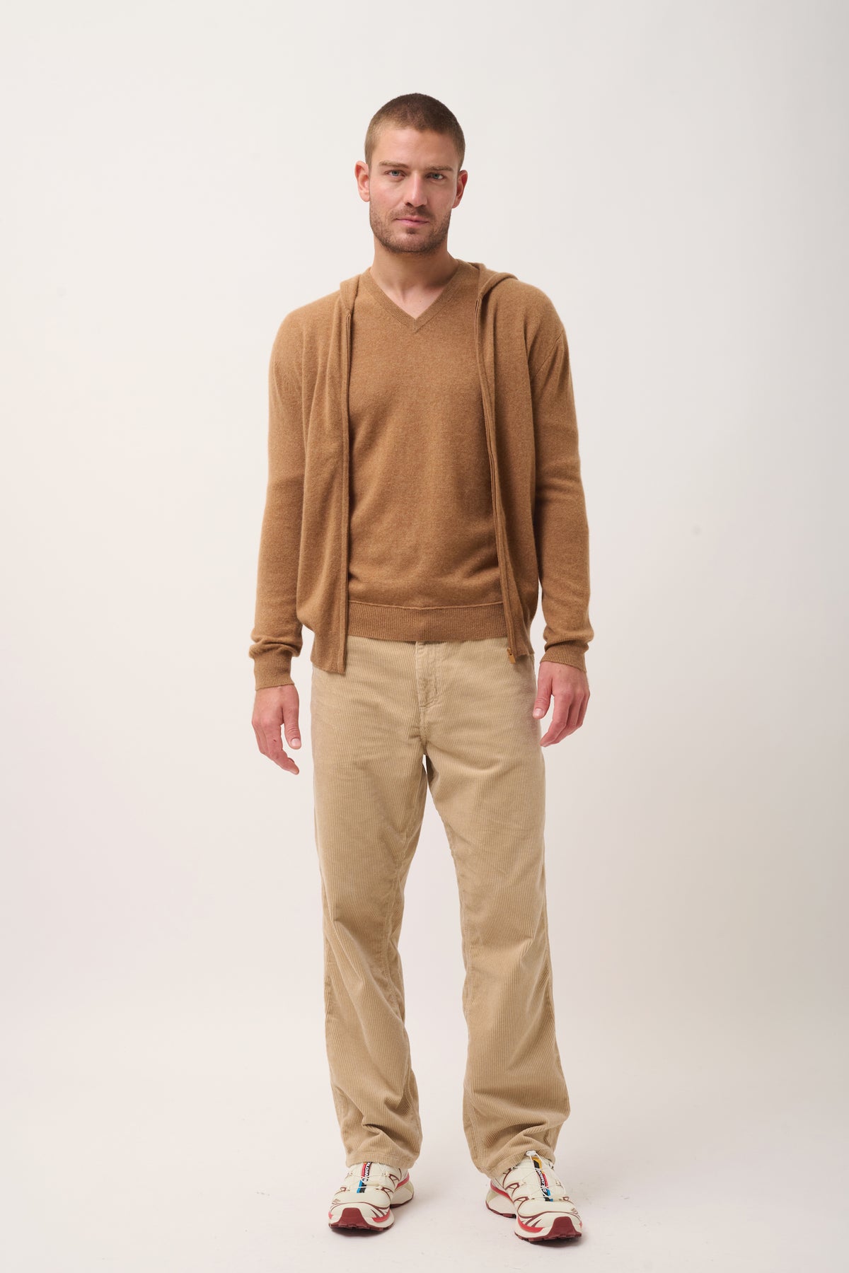 Zip-Up Hooded Cardigan - Elliot - Hazelnut