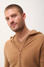 Zip-Up Hooded Cardigan - Elliot - Hazelnut