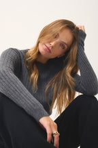Avana Crew-Neck Jumper - 100% 2-Ply Cashmere - Mottled Anthracite - Women's