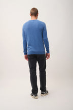 Pull Col V 4 Fils - Nathan - Bleu Denim