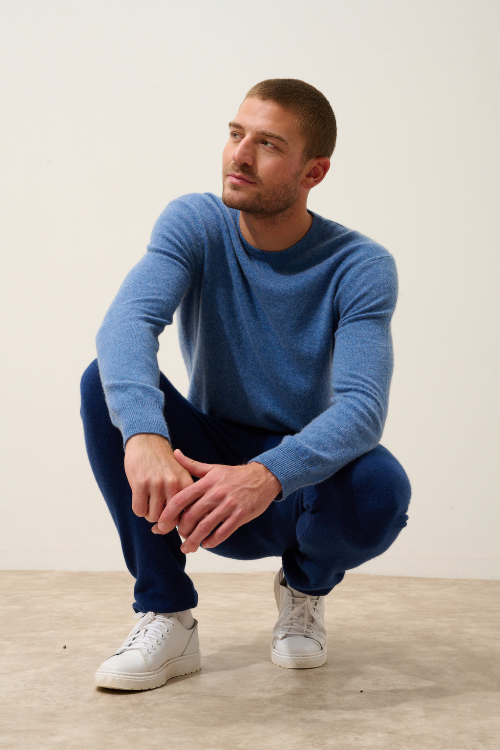 Pull Col Rond - Howard - Bleu Denim