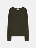 Pull Col V 4 Fils - Abby - Kaki