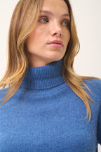 Four-Ply Roll-Neck Jumper June - 100% Four-Ply Cashmere - Denim Blue - Women