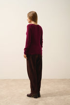 4 Thread Round Neck Sweater - Joyce - Burgundy