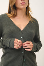 Cardigan Col V - Norma - Kaki Chiné