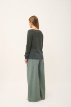 Cardigan Col V - Norma - Kaki Chiné