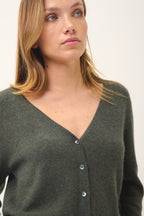 Cardigan Col V - Norma - Kaki Chiné