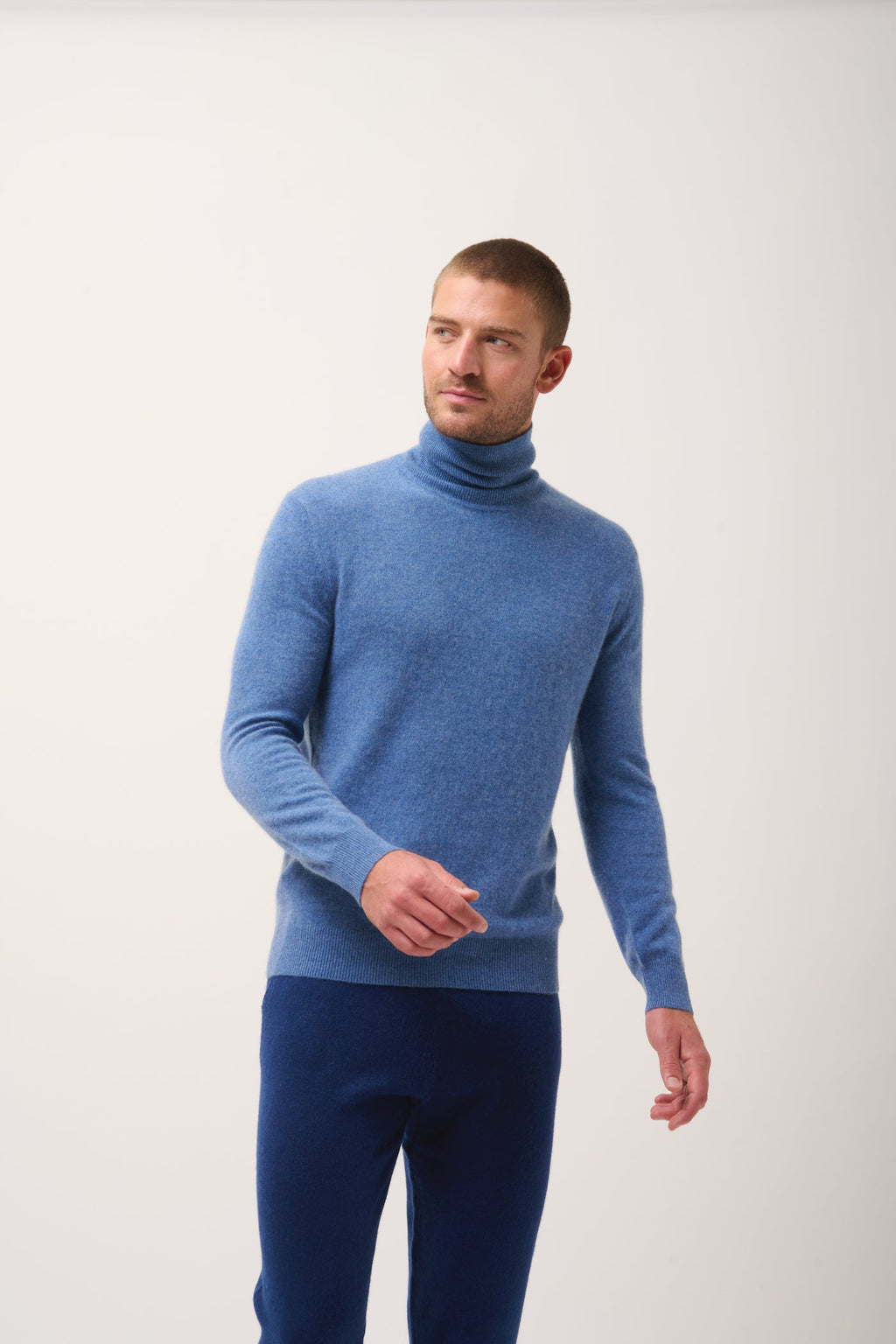 Pull Col Roulé - Connor - Bleu Denim