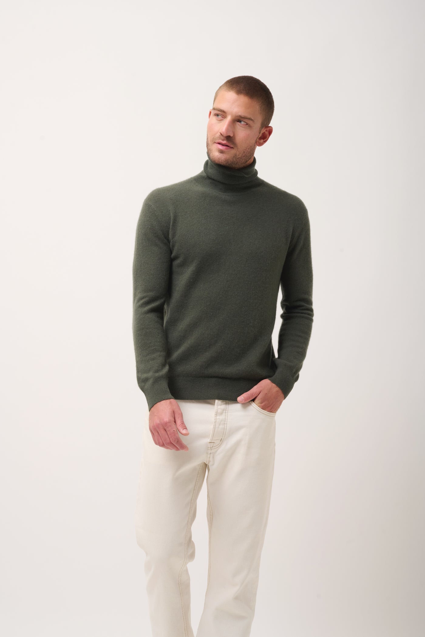 Roll Neck Jumper - Connor - Khaki