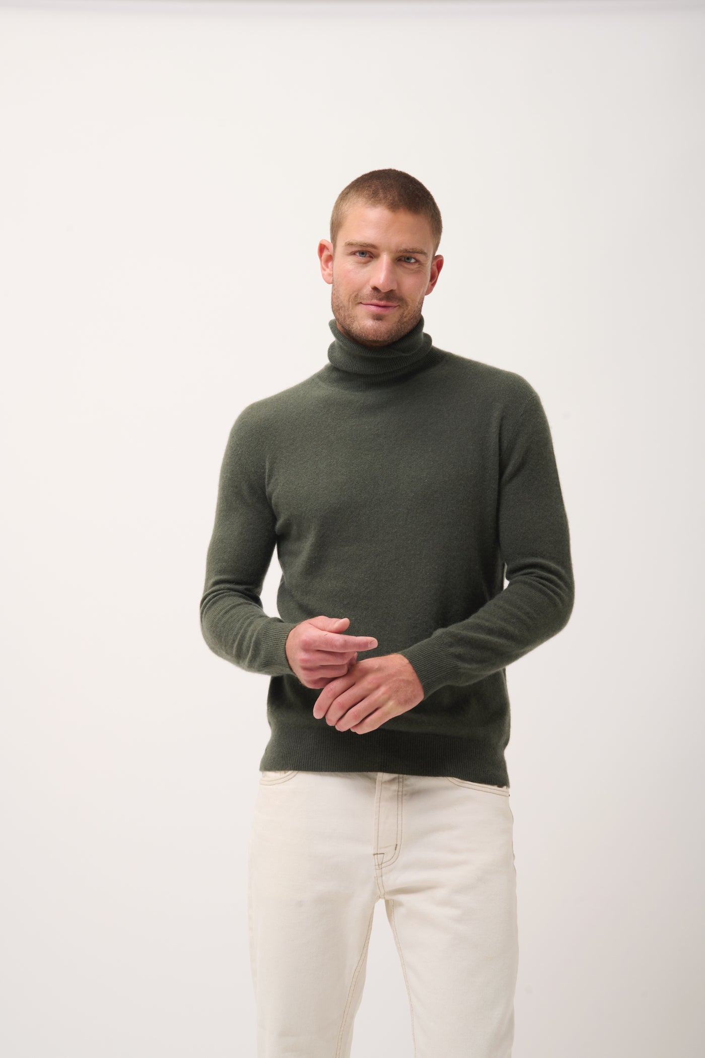 Roll Neck Jumper - Connor - Khaki