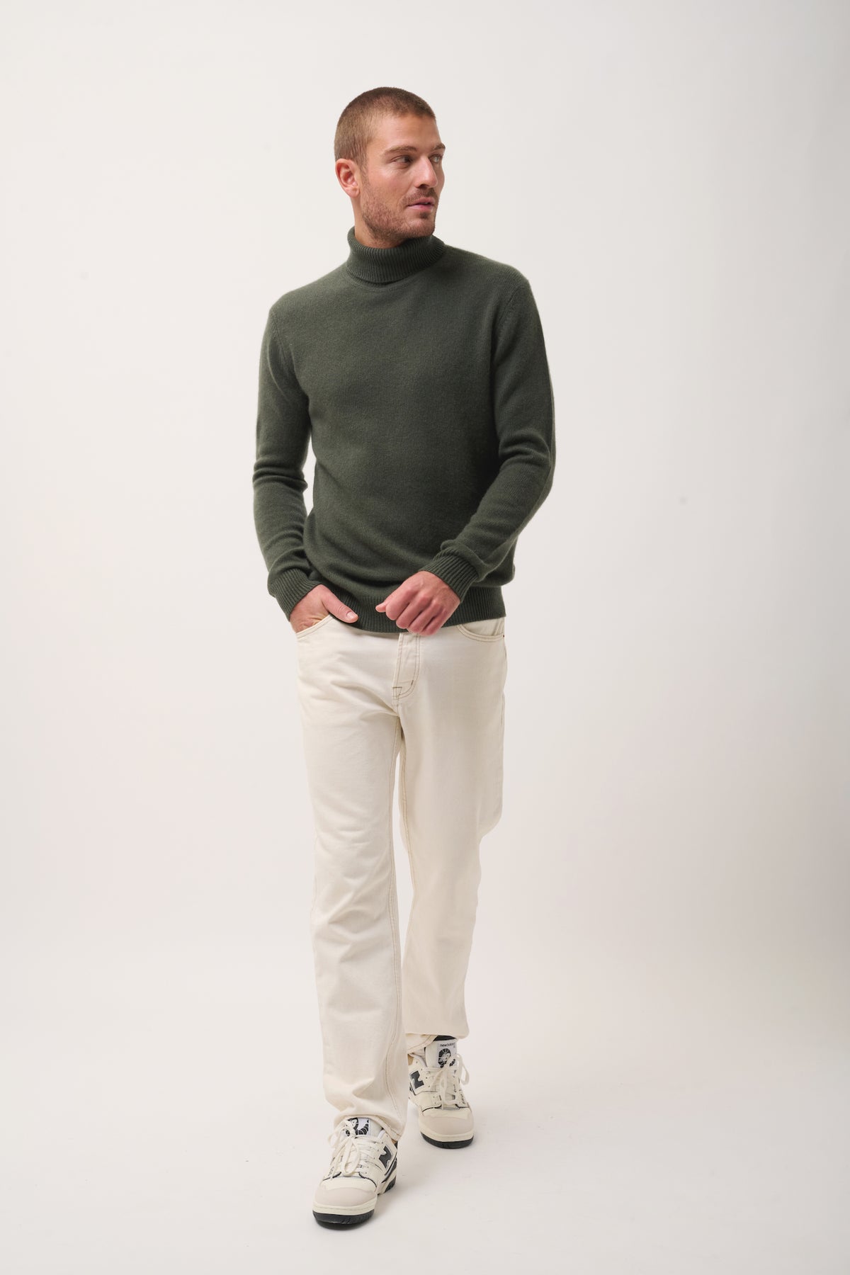 Just Cashmere - Pull Col Roulé 4 Fils - Sacha - Kaki