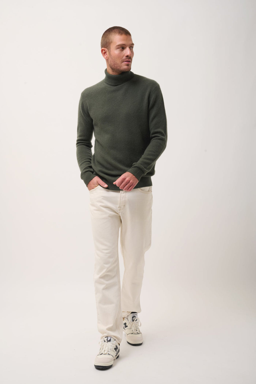 Just Cashmere - Pull Col Roulé 4 Fils - Sacha - Kaki