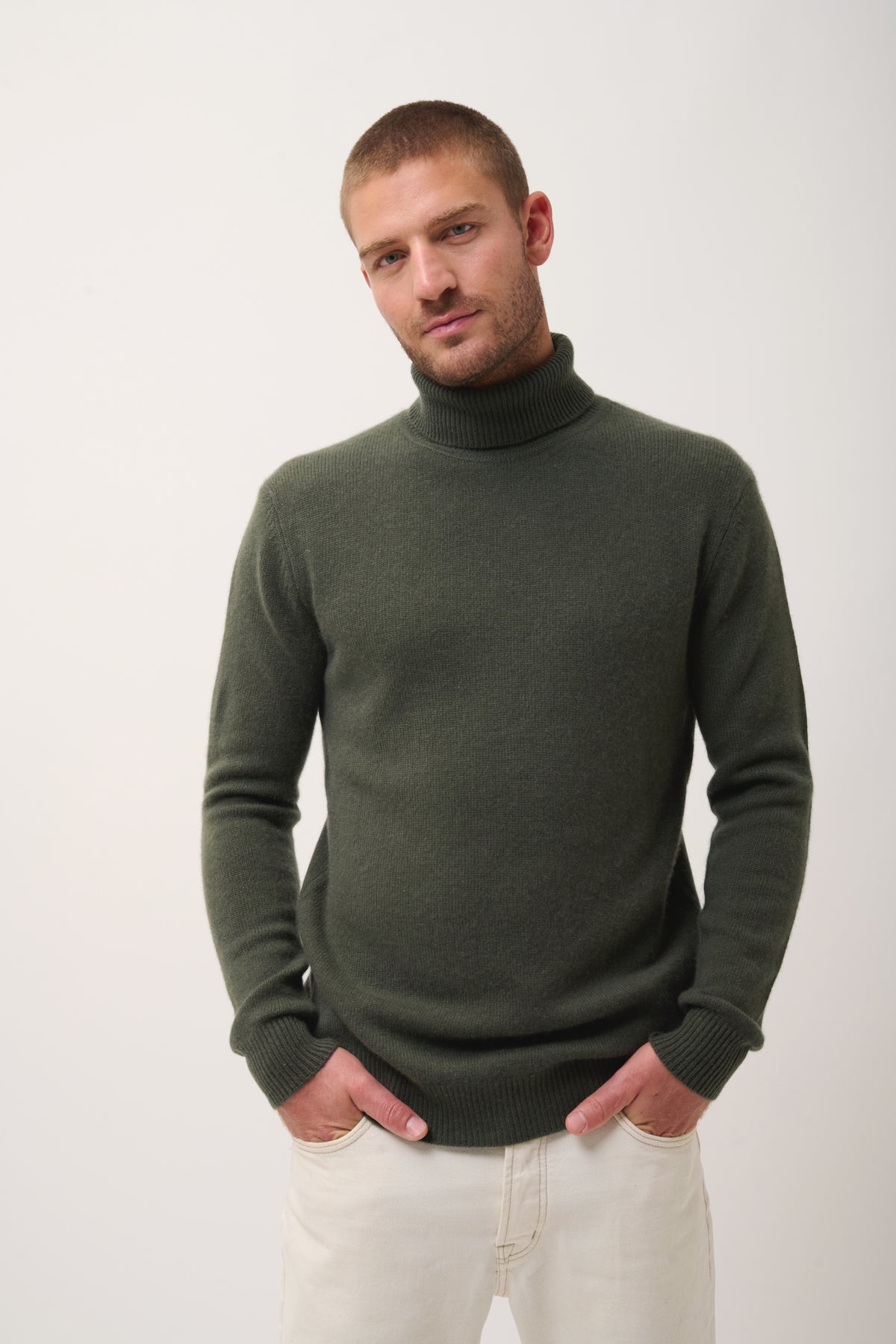 Just Cashmere - Pull Col Roulé 4 Fils - Sacha - Kaki