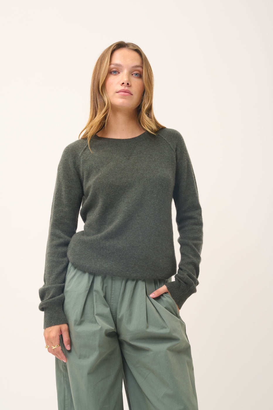 Pull Col Rond - Helen - Kaki Chiné