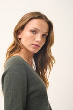 V-Neck Jumper - Phoebe - Marl Khaki